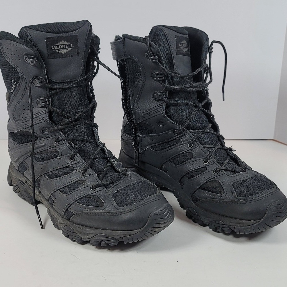 Merrell Tactical Moab 2 8 Waterproof Side Zip Boots Black J004109 Mens 10.5 M
